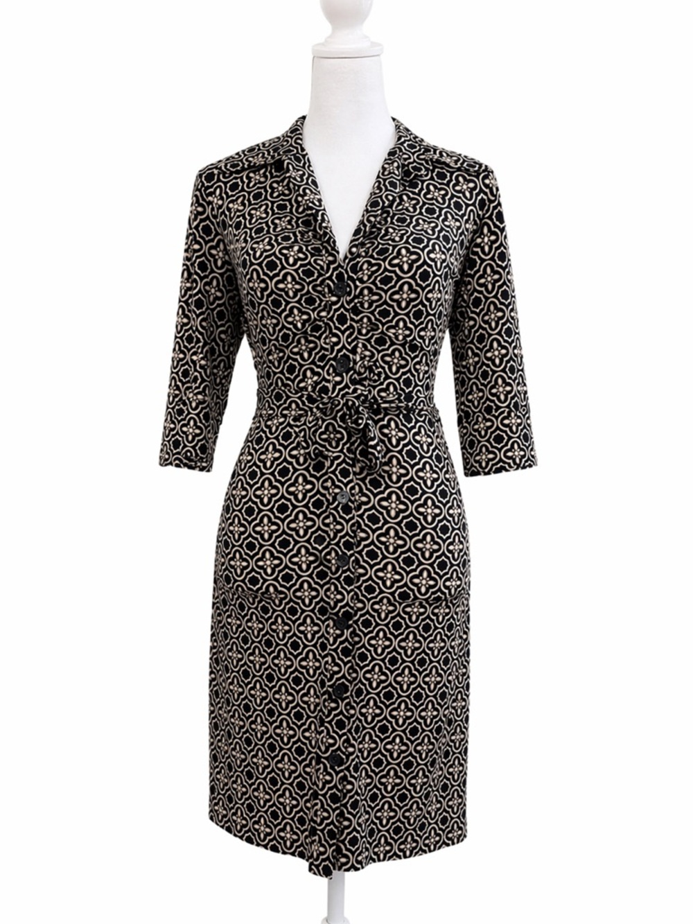 Laundry Shelli Segal Black White Floral Print Wrap Dress Size 2